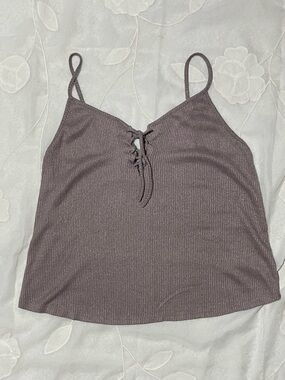 Forever 21 Mauve Ribbed Lace-Up Cami Tank